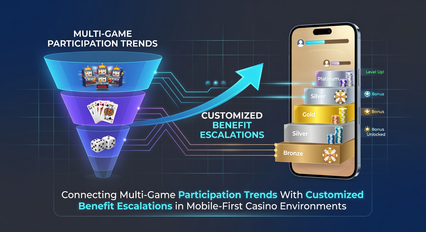 Mobile casino interface displaying multiple game categories and escalating reward tiers on a smartphone screen