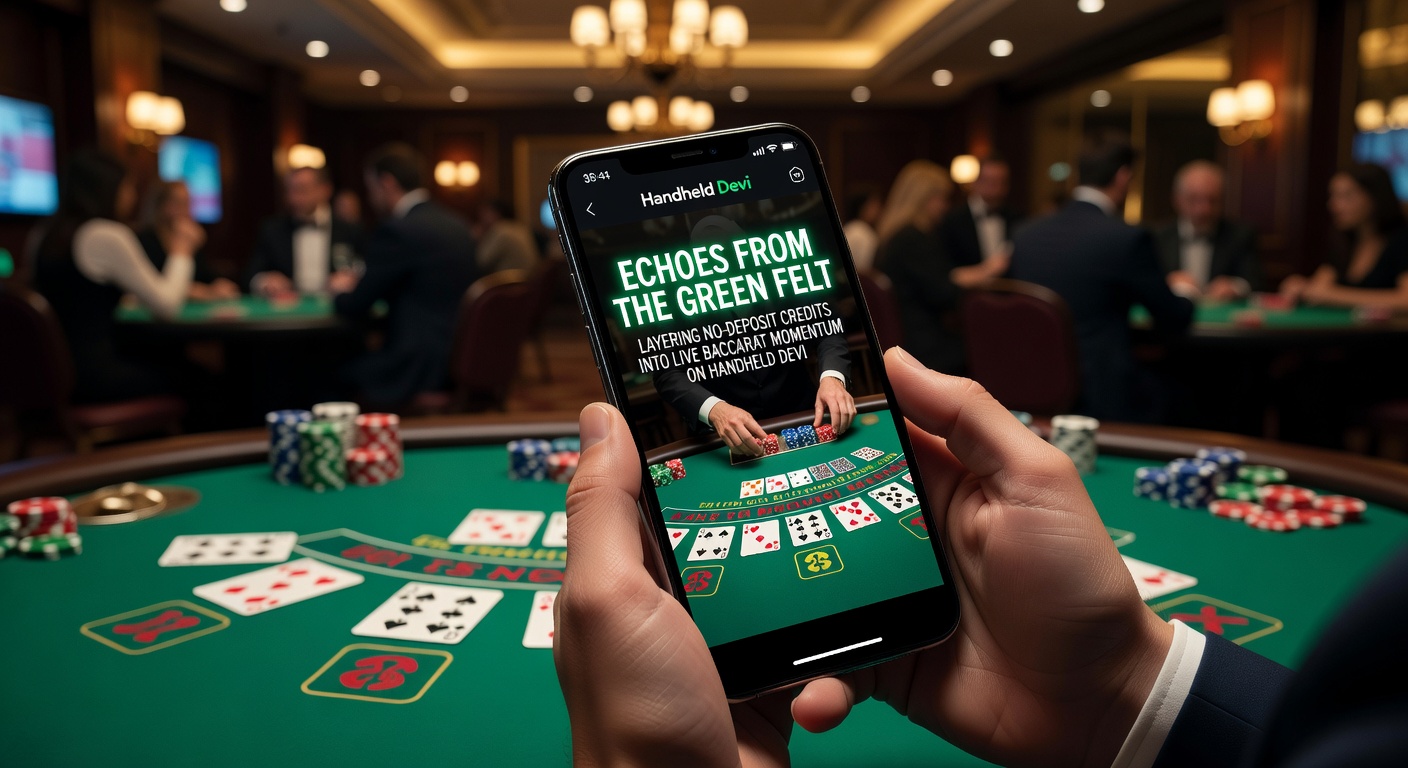 Close-up of a player's fingers on a smartphone screen mid-bet in a live baccarat game, showing layered no-deposit balances and rising win counters amid a vibrant dealer stream