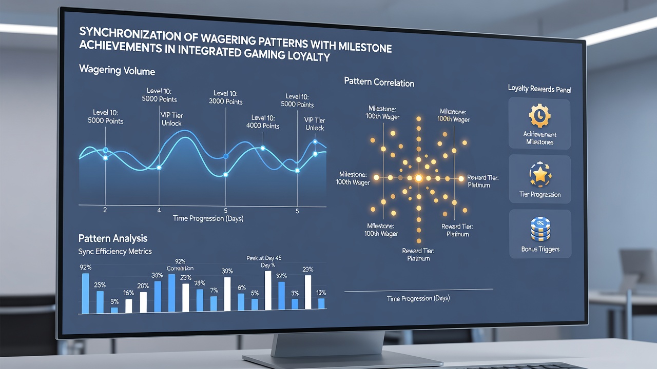 Analytics visualization showing wagering pattern synchronization with loyalty milestone unlocks over time