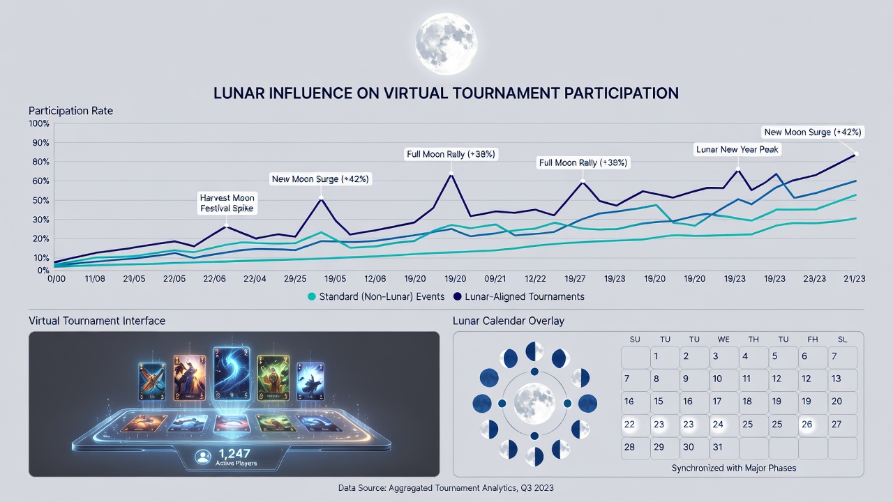 Analytics dashboard displaying participation trends around lunar calendar events for Asian virtual card tournaments